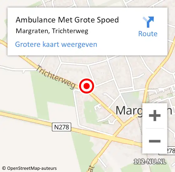 Locatie op kaart van de 112 melding: Ambulance Met Grote Spoed Naar Margraten, Trichterweg op 12 januari 2014 18:18