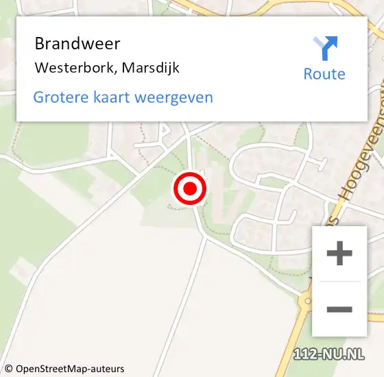 Locatie op kaart van de 112 melding: Brandweer Westerbork, Marsdijk op 1 maart 2017 11:49