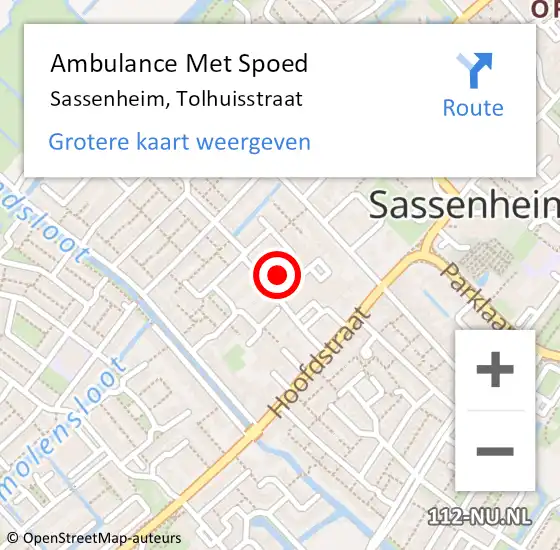 Locatie op kaart van de 112 melding: Ambulance Met Spoed Naar Sassenheim, Tolhuisstraat op 1 maart 2017 12:57