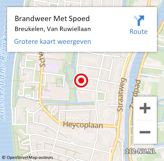 Locatie op kaart van de 112 melding: Brandweer Met Spoed Naar Breukelen, Van Ruwiellaan op 1 maart 2017 13:15