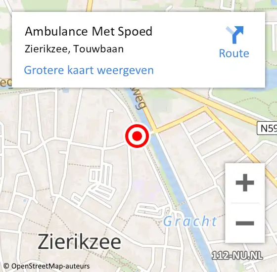 Locatie op kaart van de 112 melding: Ambulance Met Spoed Naar Zierikzee, Touwbaan op 1 maart 2017 13:20