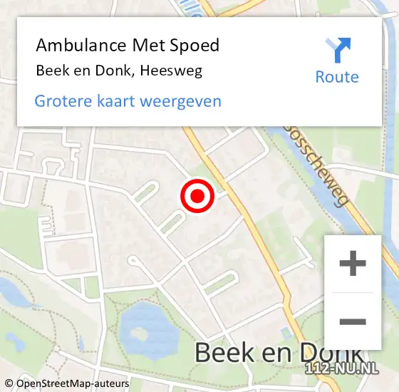 Locatie op kaart van de 112 melding: Ambulance Met Spoed Naar Beek en Donk, Heesweg op 1 maart 2017 13:46