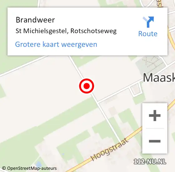 Locatie op kaart van de 112 melding: Brandweer St Michielsgestel, Rotschotseweg op 1 maart 2017 14:14