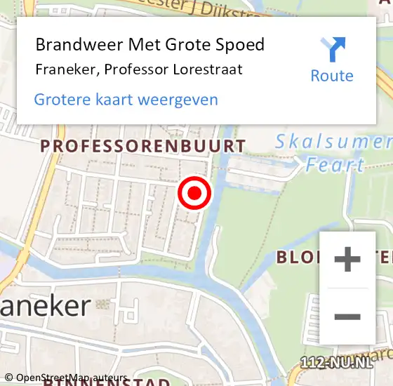 Locatie op kaart van de 112 melding: Brandweer Met Grote Spoed Naar Franeker, Professor Lorestraat op 1 maart 2017 14:40