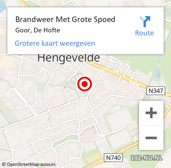 Locatie op kaart van de 112 melding: Brandweer Met Grote Spoed Naar Goor, De Hofte op 1 maart 2017 15:40