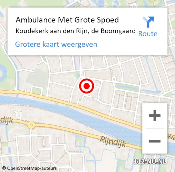 Locatie op kaart van de 112 melding: Ambulance Met Grote Spoed Naar Koudekerk aan den Rijn, de Boomgaard op 1 maart 2017 15:57