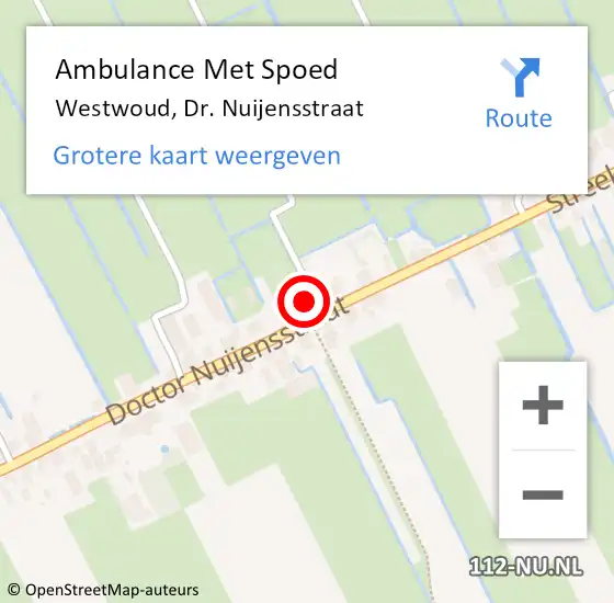 Locatie op kaart van de 112 melding: Ambulance Met Spoed Naar Westwoud, Dr. Nuijensstraat op 1 maart 2017 17:02