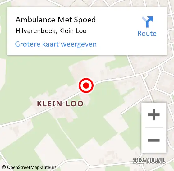 Locatie op kaart van de 112 melding: Ambulance Met Spoed Naar Hilvarenbeek, Klein Loo op 1 maart 2017 17:35