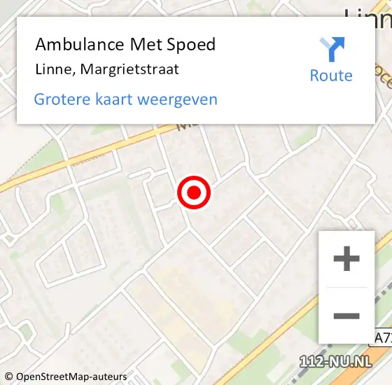 Locatie op kaart van de 112 melding: Ambulance Met Spoed Naar Linne, Margrietstraat op 1 maart 2017 17:38