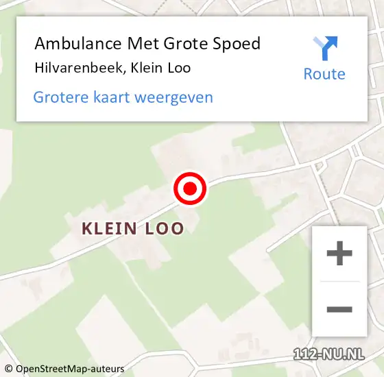 Locatie op kaart van de 112 melding: Ambulance Met Grote Spoed Naar Hilvarenbeek, Klein Loo op 1 maart 2017 17:38