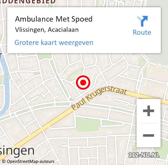 Locatie op kaart van de 112 melding: Ambulance Met Spoed Naar Vlissingen, Acacialaan op 1 maart 2017 18:01