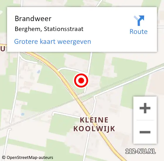 Locatie op kaart van de 112 melding: Brandweer Berghem, Stationsstraat op 1 maart 2017 18:06