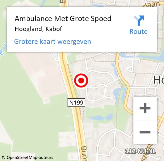 Locatie op kaart van de 112 melding: Ambulance Met Grote Spoed Naar Hoogland, Kabof op 1 maart 2017 18:11