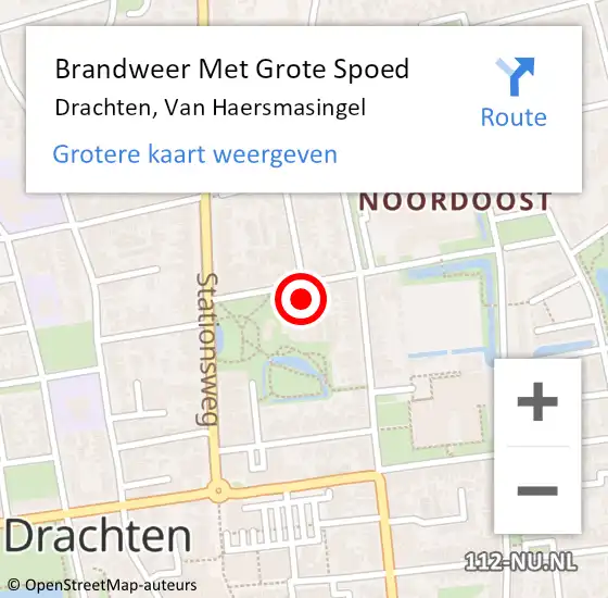 Locatie op kaart van de 112 melding: Brandweer Met Grote Spoed Naar Drachten, Van Haersmasingel op 1 maart 2017 18:19