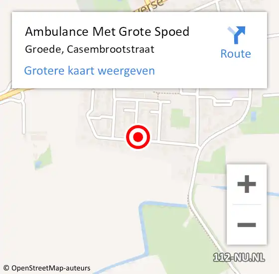 Locatie op kaart van de 112 melding: Ambulance Met Grote Spoed Naar Groede, Casembrootstraat op 1 maart 2017 18:24