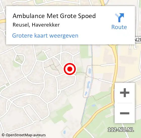 Locatie op kaart van de 112 melding: Ambulance Met Grote Spoed Naar Reusel, Haverekker op 1 maart 2017 18:25