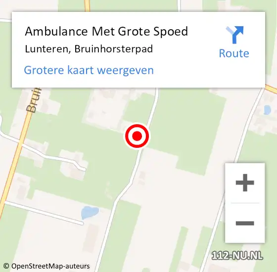 Locatie op kaart van de 112 melding: Ambulance Met Grote Spoed Naar Lunteren, Bruinhorsterpad op 1 maart 2017 18:50