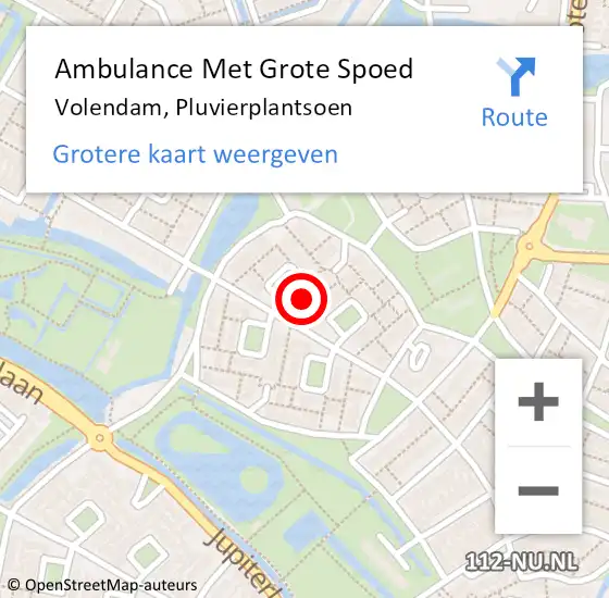 Locatie op kaart van de 112 melding: Ambulance Met Grote Spoed Naar Volendam, Pluvierplantsoen op 1 maart 2017 18:57