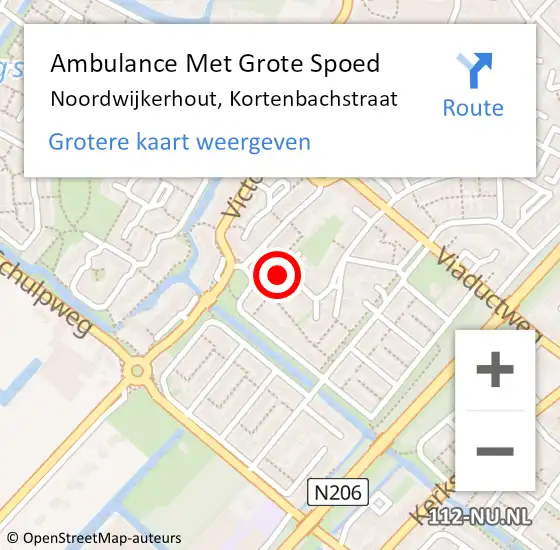 Locatie op kaart van de 112 melding: Ambulance Met Grote Spoed Naar Noordwijkerhout, Kortenbachstraat op 1 maart 2017 19:33