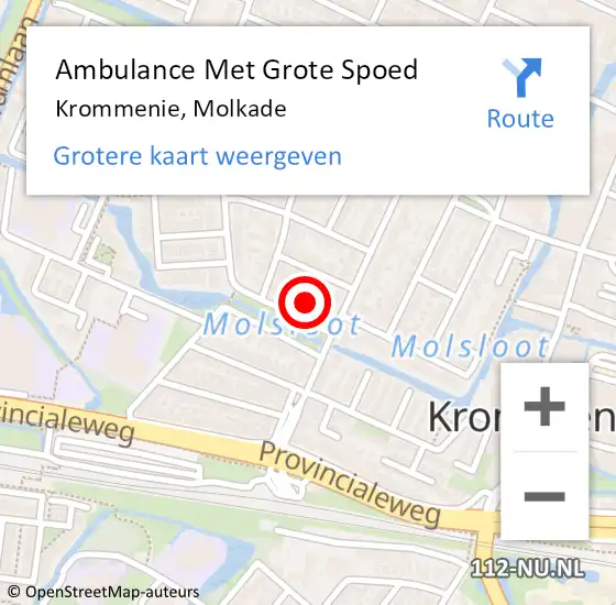 Locatie op kaart van de 112 melding: Ambulance Met Grote Spoed Naar Krommenie, Molkade op 1 maart 2017 20:31