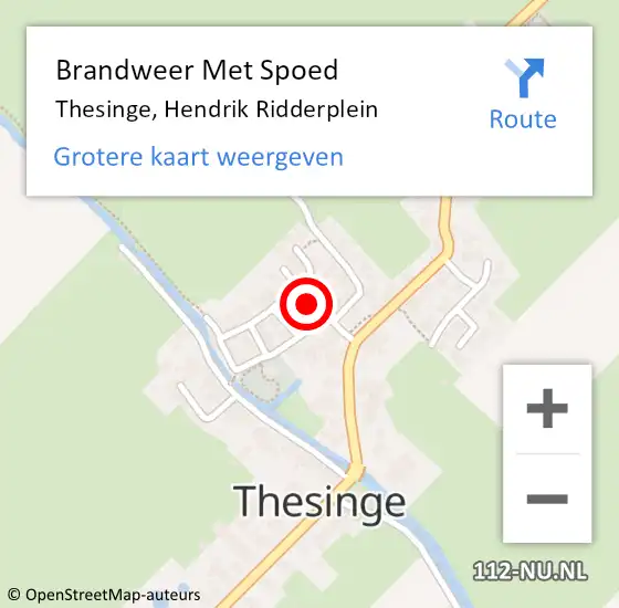 Locatie op kaart van de 112 melding: Brandweer Met Spoed Naar Thesinge, Hendrik Ridderplein op 1 maart 2017 21:44