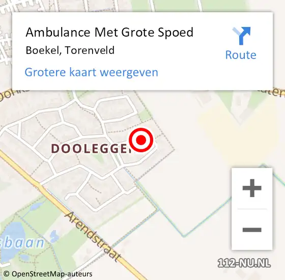 Locatie op kaart van de 112 melding: Ambulance Met Grote Spoed Naar Boekel, Torenveld op 1 maart 2017 23:12