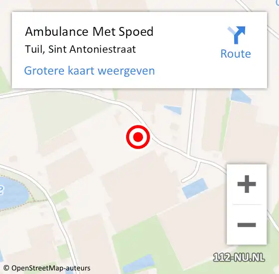 Locatie op kaart van de 112 melding: Ambulance Met Spoed Naar Tuil, Sint Antoniestraat op 1 maart 2017 23:55