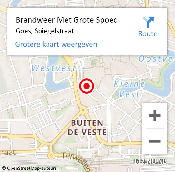 Locatie op kaart van de 112 melding: Brandweer Met Grote Spoed Naar Goes, Spiegelstraat op 2 maart 2017 01:05