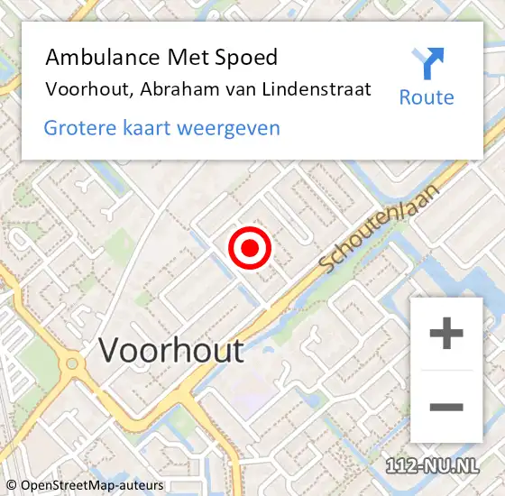 Locatie op kaart van de 112 melding: Ambulance Met Spoed Naar Voorhout, Abraham van Lindenstraat op 2 maart 2017 01:26