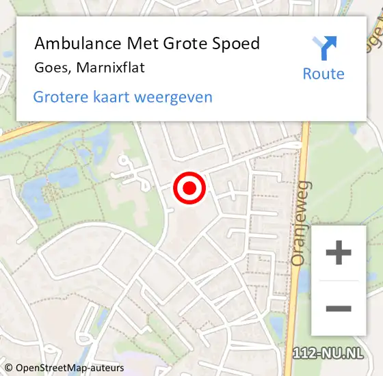 Locatie op kaart van de 112 melding: Ambulance Met Grote Spoed Naar Goes, Marnixflat op 2 maart 2017 02:46