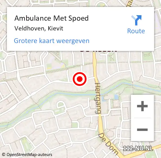 Locatie op kaart van de 112 melding: Ambulance Met Spoed Naar Veldhoven, Kievit op 2 maart 2017 02:56