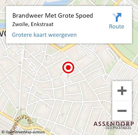 Locatie op kaart van de 112 melding: Brandweer Met Grote Spoed Naar Zwolle, Enkstraat op 2 maart 2017 03:18