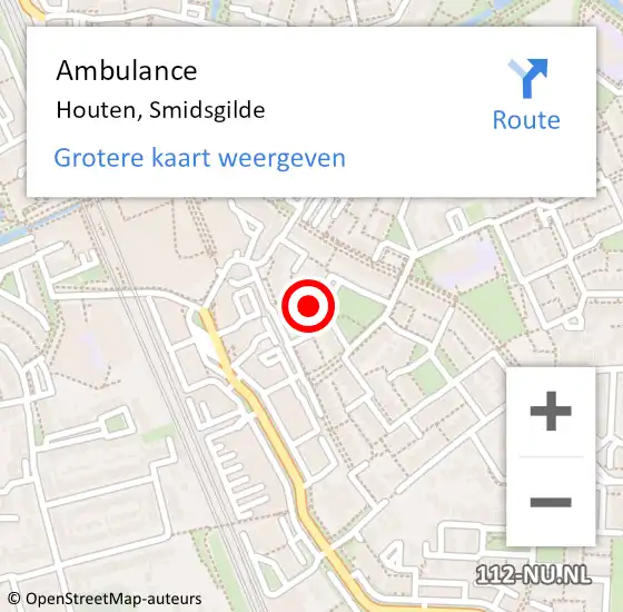 Locatie op kaart van de 112 melding: Ambulance Houten, Smidsgilde op 2 maart 2017 03:46