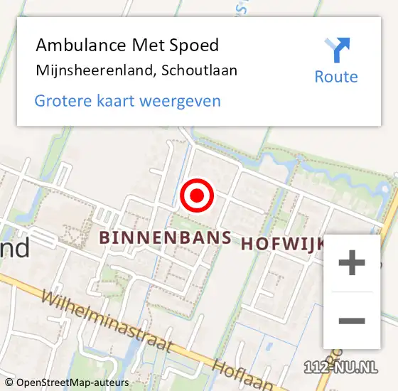 Locatie op kaart van de 112 melding: Ambulance Met Spoed Naar Mijnsheerenland, Schoutlaan op 2 maart 2017 04:16