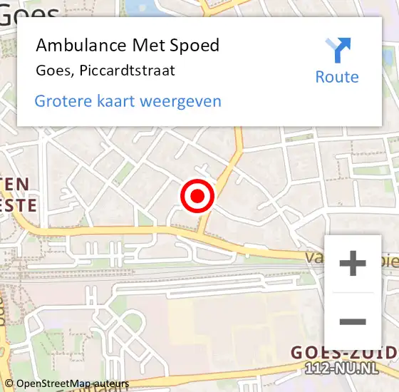 Locatie op kaart van de 112 melding: Ambulance Met Spoed Naar Goes, Piccardtstraat op 2 maart 2017 08:32