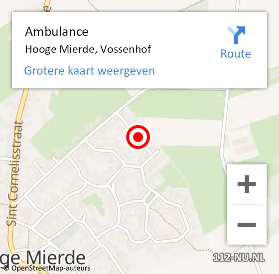 Locatie op kaart van de 112 melding: Ambulance Hooge Mierde, Vossenhof op 2 maart 2017 08:55