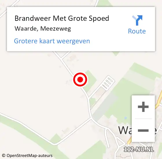 Locatie op kaart van de 112 melding: Brandweer Met Grote Spoed Naar Waarde, Meezeweg op 2 maart 2017 09:09