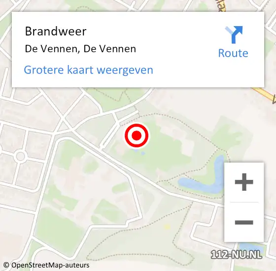 Locatie op kaart van de 112 melding: Brandweer De Vennen, De Vennen op 2 maart 2017 09:42