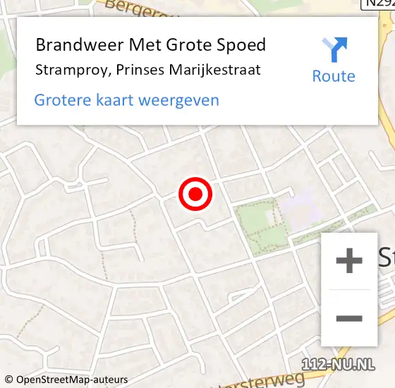 Locatie op kaart van de 112 melding: Brandweer Met Grote Spoed Naar Stramproy, Prinses Marijkestraat op 2 maart 2017 09:44