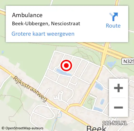 Locatie op kaart van de 112 melding: Ambulance Beek-Ubbergen, Nesciostraat op 2 maart 2017 10:04