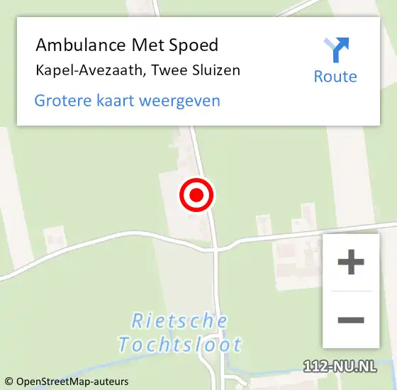 Locatie op kaart van de 112 melding: Ambulance Met Spoed Naar Kapel-Avezaath, Twee Sluizen op 2 maart 2017 10:07