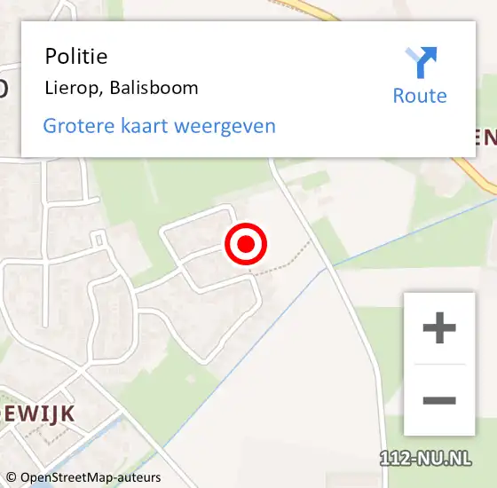 Locatie op kaart van de 112 melding: Politie Lierop, Balisboom op 2 maart 2017 10:38