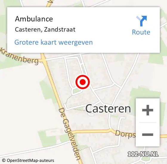 Locatie op kaart van de 112 melding: Ambulance Casteren, Zandstraat op 2 maart 2017 10:46