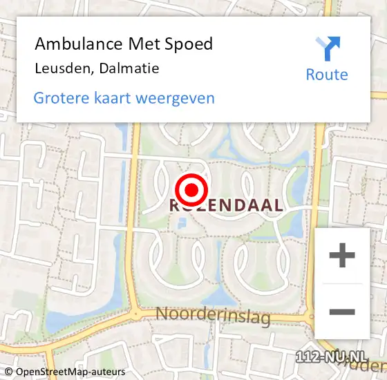 Locatie op kaart van de 112 melding: Ambulance Met Spoed Naar Leusden, Dalmatie op 2 maart 2017 10:49