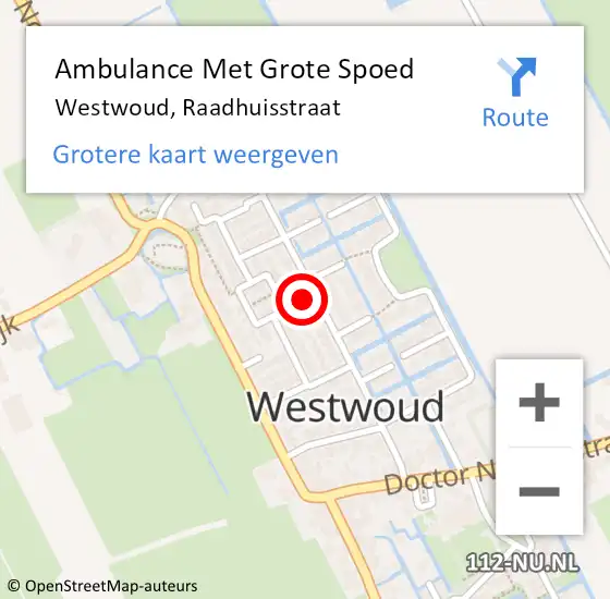 Locatie op kaart van de 112 melding: Ambulance Met Grote Spoed Naar Westwoud, Raadhuisstraat op 12 januari 2014 20:40