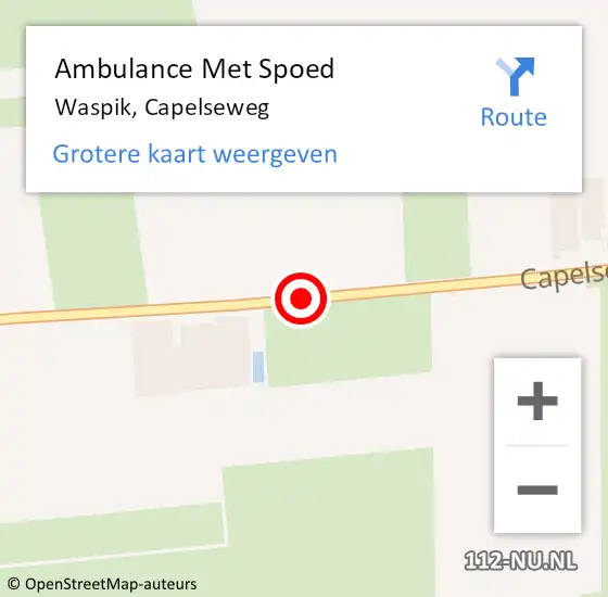 Locatie op kaart van de 112 melding: Ambulance Met Spoed Naar Waspik, Capelseweg op 2 maart 2017 12:01