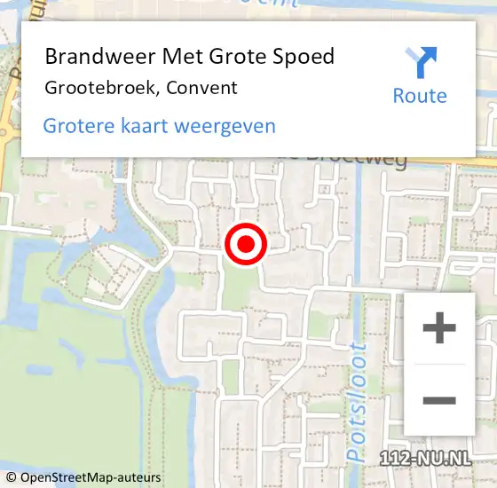 Locatie op kaart van de 112 melding: Brandweer Met Grote Spoed Naar Grootebroek, Convent op 12 januari 2014 20:45