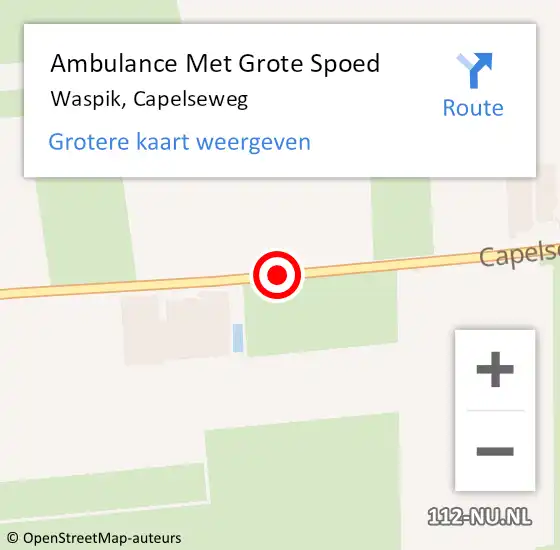 Locatie op kaart van de 112 melding: Ambulance Met Grote Spoed Naar Waspik, Capelseweg op 2 maart 2017 12:02