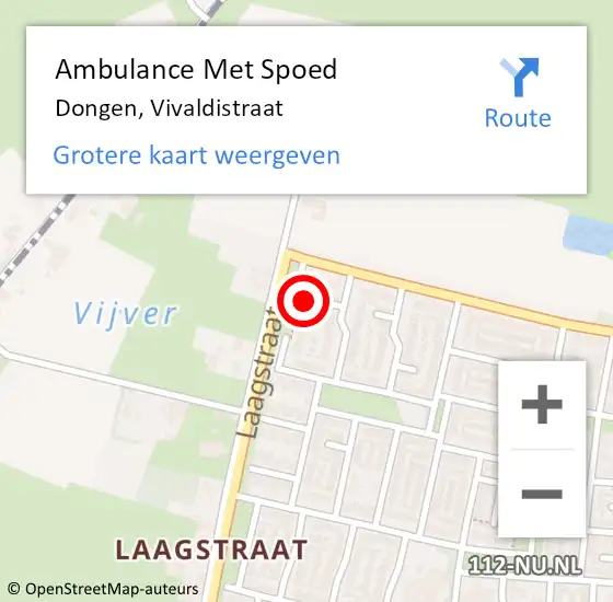 Locatie op kaart van de 112 melding: Ambulance Met Spoed Naar Dongen, Vivaldistraat op 2 maart 2017 12:03