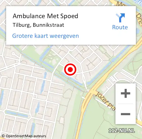 Locatie op kaart van de 112 melding: Ambulance Met Spoed Naar Tilburg, Bunnikstraat op 2 maart 2017 12:11